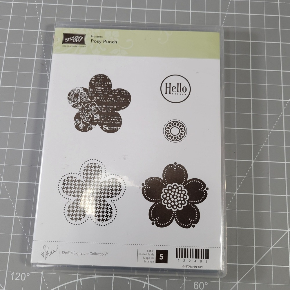 Stampin Up Posy Punch Shelli Signature Collection Rubber Stamp Set‎ 122482 5pc
